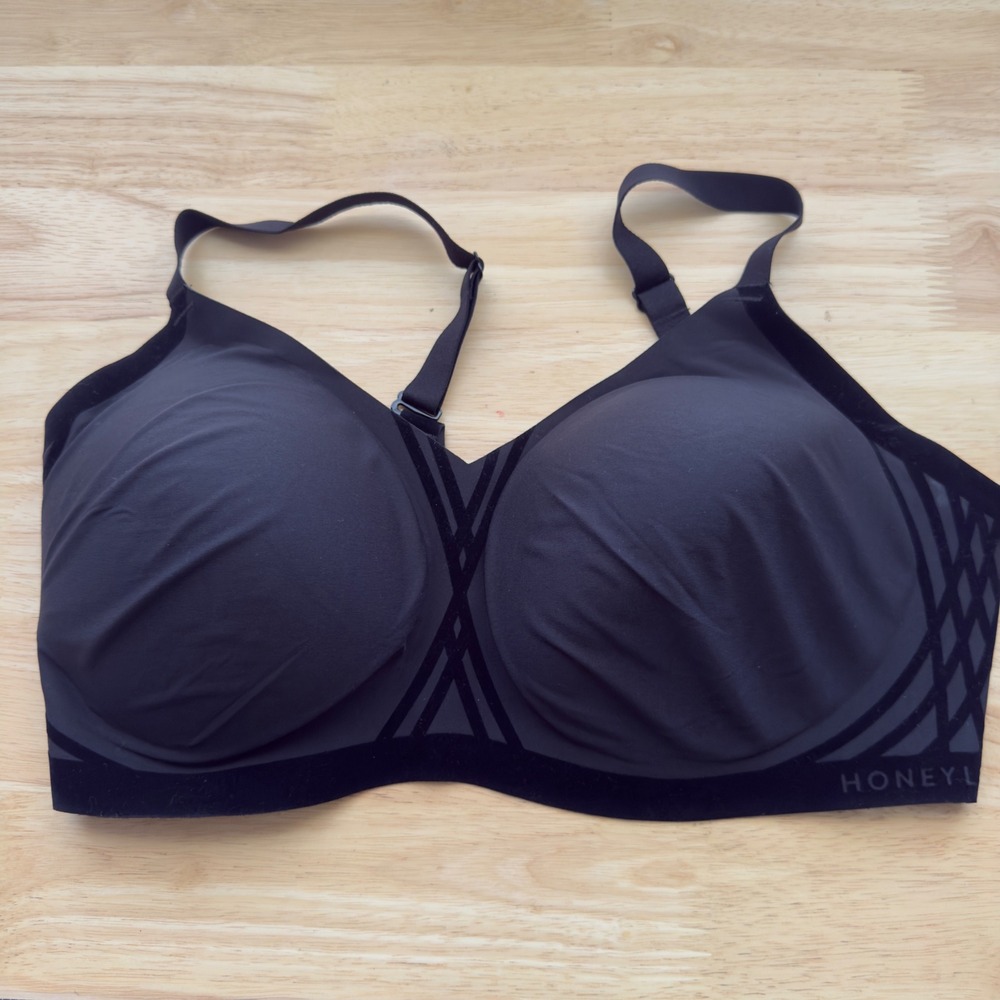 Honeylove Womes CrossOver Bra M++ Black Wireless Bonded Support LWBR0203